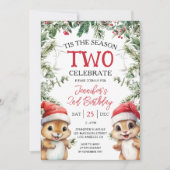 Die ZWEI Jahreszeit | Winterläufer 2. Geburtstag Einladung (Vorderseite)