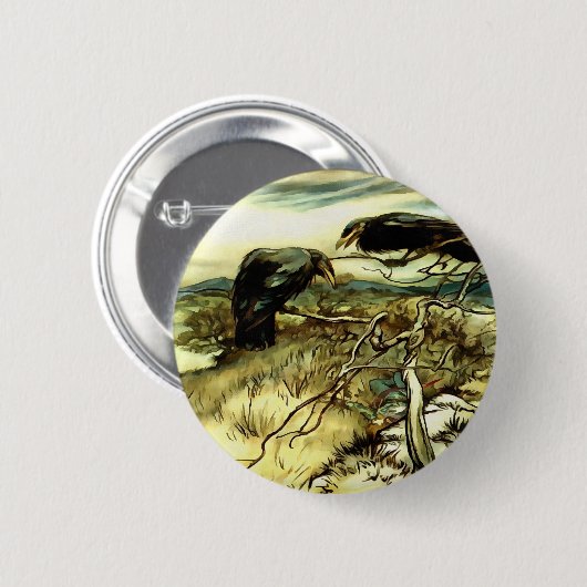 Die zwei Krähen oder die Twa-Korbweide machen eine Button (Vorne & Hinten)