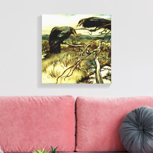 Die zwei Krähen oder die Twa-Korbweide machen eine Leinwanddruck (Insitu (Wohnzimmer))