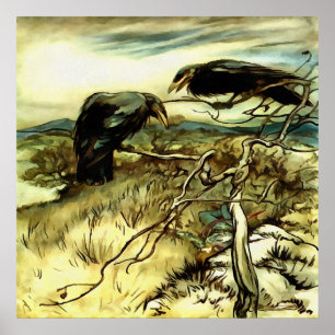 Die zwei Krähen oder die Twa-Korbweide machen eine Poster