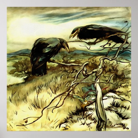 Die zwei Krähen oder die Twa-Korbweide machen eine Poster (Vorne)