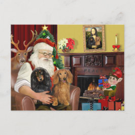 Die zwei langhaarigen Dackeln des Weihnachtsmanns Feiertagspostkarte