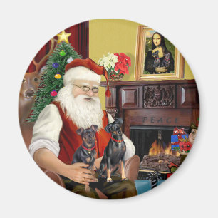 Die zwei Miniaturpinschers des Weihnachtsmanns. Magnet