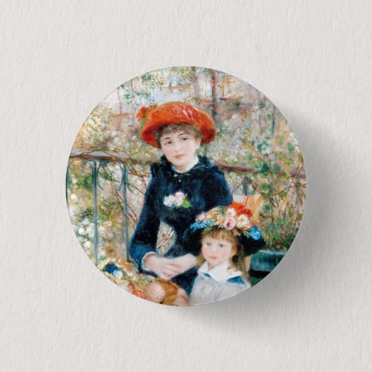 Die zwei Schwestern auf der Terrasse Auguste Renoi Button (Vorderseite)