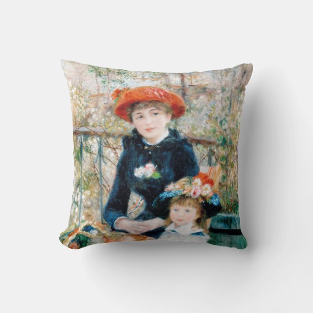 Die zwei Schwestern auf der Terrasse Auguste Renoi Kissen (Vorderseite)