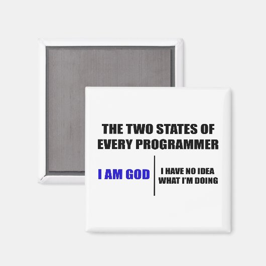 Die zwei Staaten jedes Programmierers Magnet (Vorderseite/Rückseite)