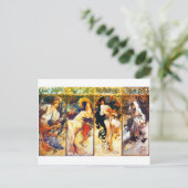 Die zweiten vier Jahreszeiten der Mucha-Postkarte Postkarte (Stehend Vorderseite)
