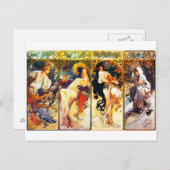 Die zweiten vier Jahreszeiten der Mucha-Postkarte Postkarte (Vorne/Hinten)