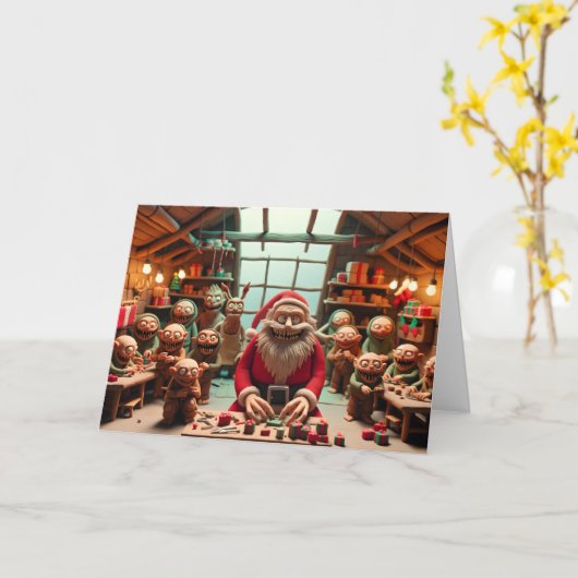 Die Zwielthelfer des Weihnachtsmanns: Ein Mischous Karte (Gelbe Blume)