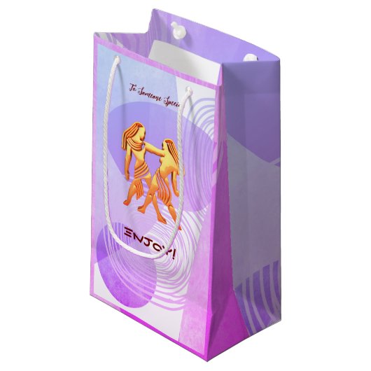 Die Zwillinge Gemini Kleine Geschenktüte (Vorderseite Schrägansicht)