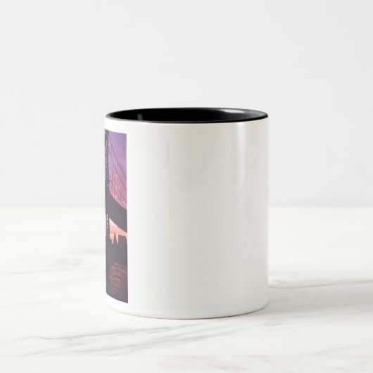 Die Zwillingstürme und ein Manhattan-Brückenturm i Zweifarbige Tasse (Mittel)