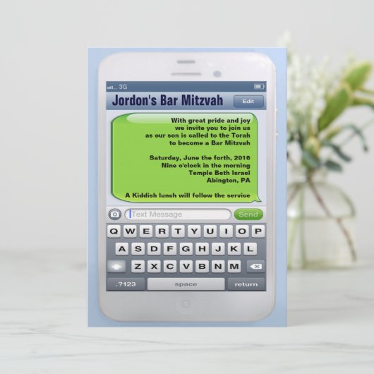 Die ZWINGENDE TEXTER Bar Mitzvah Einladung (Stehend Vorderseite)