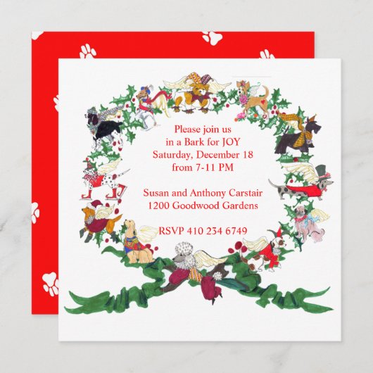 Die zwölf Hunde der Weihnachtseinladung Einladung (Vorne/Hinten)