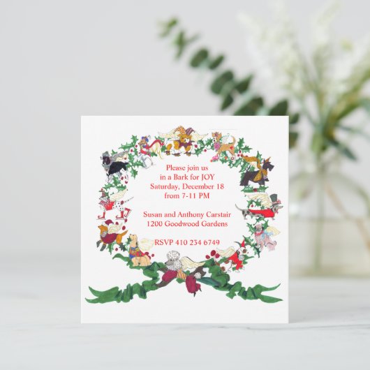 Die zwölf Hunde der Weihnachtseinladung Einladung (Stehend Vorderseite)