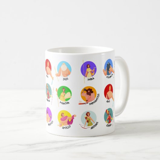 Die zwölf olympischen Götter der griechischen Myth Kaffeetasse (VorderseiteRechts)
