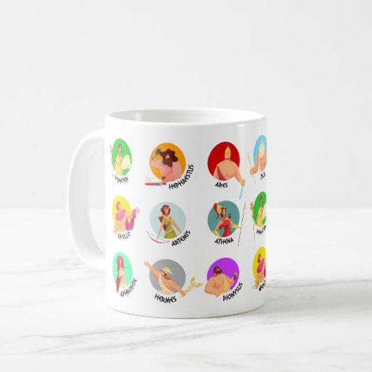 Die zwölf olympischen Götter der griechischen Myth Kaffeetasse (Vorderseite Links)