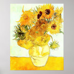 Die zwölf Sonnenblumen von Vincent Van Gogh Poster<br><div class="desc">Die zwölf Sonnenblumen von Vincent Van Gogh: Sonnenblumen in einem Vase Art Poster</div>