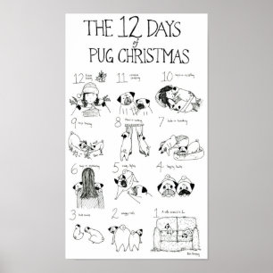 Die zwölf Tage des Mops Weihnachten Poster