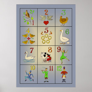 Die zwölf Tage des Weihnachtslied-Plakats Poster