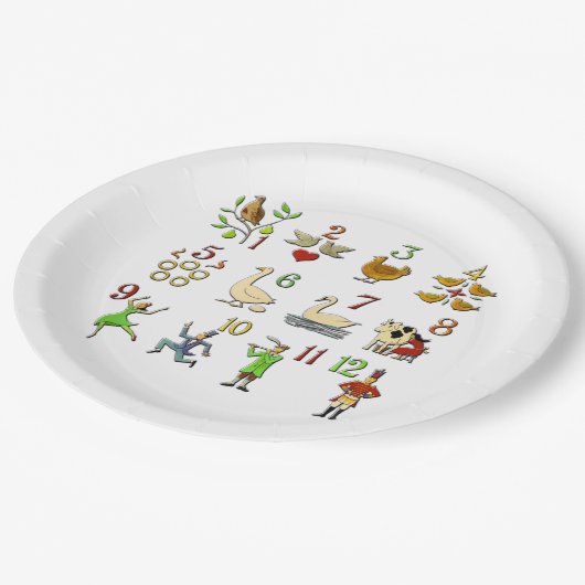 Die zwölf Tage Weihnachten Pappteller (Schrägansicht)