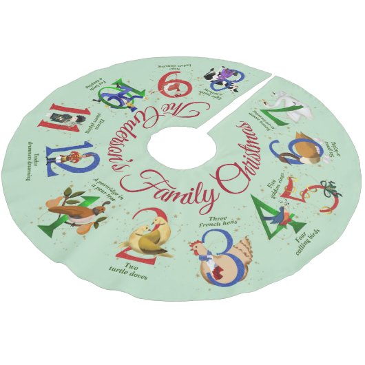 Die zwölf Tage Weihnachten Polyester Weihnachtsbaumdecke (Schrägansicht)