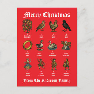 Die zwölf Weihnachtstage Feiertagspostkarte