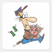 Dieb-Geld Quadratischer Aufkleber (Vorderseite)