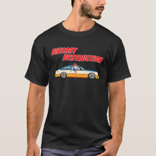 Diecast-Zerstörung Katze im coolen Rennsportwagen T-Shirt