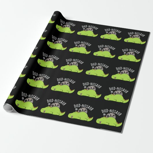 Died-nosaur Funny Dinosaur Puns Dark BG Geschenkpapier (Ungerollt)
