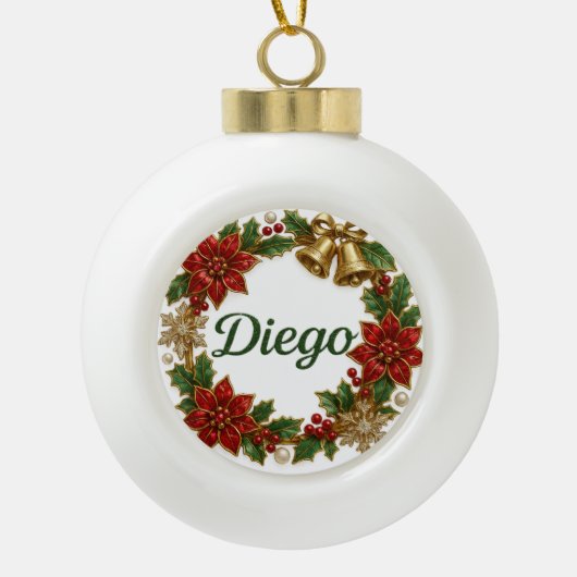 Diego Christmas Name Ceramic Ornament (Vorderseite)