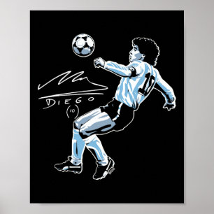 Diego Maradona Achtziger Jahre Signatur Fußball Le Poster