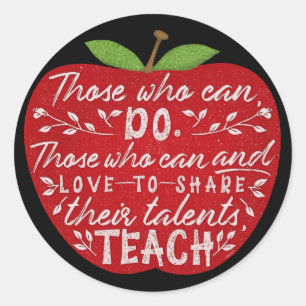 Diejenigen, die Kurse Teacher Red Apple Lehrer Runder Aufkleber