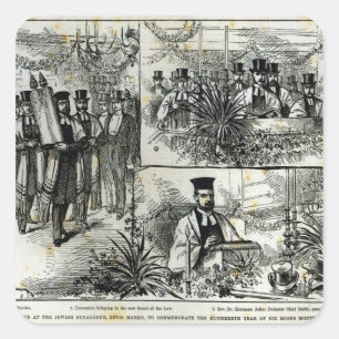 Dienst an der jüdischen Synagoge Quadratischer Aufkleber