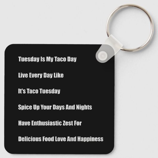 Dienstag ist mein Taco-Tag Schlüsselanhänger (Rückseite)