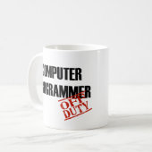 Dienstfreier Computerprogrammierer Kaffeetasse (Vorderseite Links)