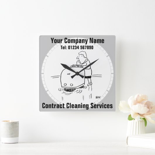 Dienstleistungen der Bodenreinigung Quadratische Wanduhr (Zuhause)