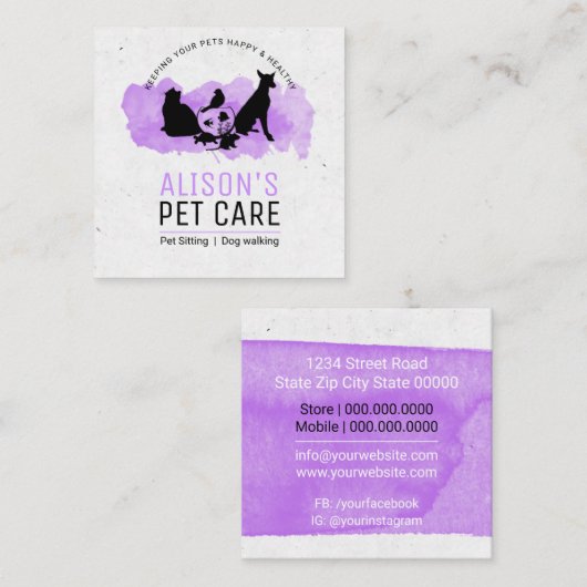 Dienstleistungen der Hauspflege / Sitzplätze / Hau Quadratische Visitenkarte (Vorne/Hinten)