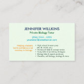 Dienstleistungen der naturwissenschaftlichen Unter Visitenkarte (Rückseite)