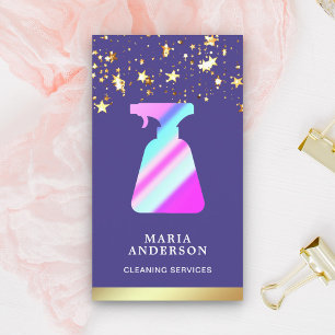 Dienstleistungen der Reinigung von Lila Spritzflas Visitenkarte