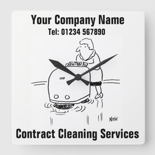 Dienstleistungen der Vertragsreinigung Quadratische Wanduhr (Vorderseite)
