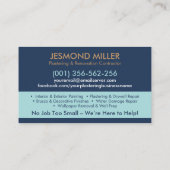 Dienstleistungen des Plasterings und Malens Visitenkarte (Rückseite)