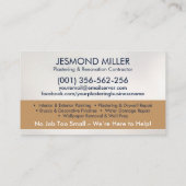 Dienstleistungen des Plasterings und Malens Visitenkarte (Rückseite)