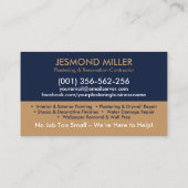 Dienstleistungen des Plasterings und Malens Visitenkarte (Rückseite)