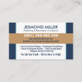 Dienstleistungen des Plasterings und Malens Visitenkarte (Rückseite)