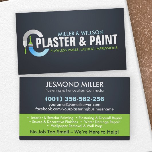 Dienstleistungen des Plasterings und Malens Visitenkarte