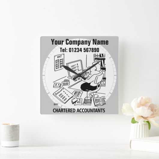 Dienstleistungen des Rechnungsführers Quadratische Wanduhr (Zuhause)