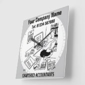 Dienstleistungen des Rechnungsführers Quadratische Wanduhr (Winkel)