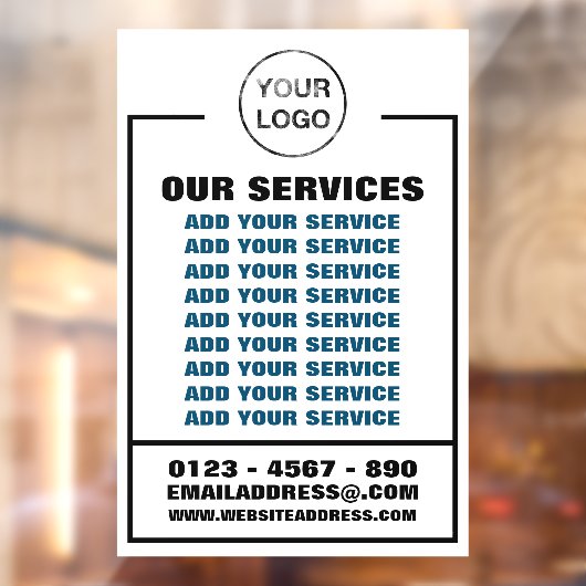 Dienstleistungen, Informationen und Logos für Unte Fensteraufkleber (Blatt 2)