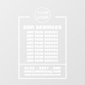 Dienstleistungen, Informationen und Logos für Unte Fensteraufkleber (Blatt)