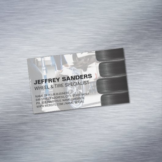 Dienstleistungen von Rädern und Reifen | Kfz-Repar Magnetische Visitenkarte (Beispiel)